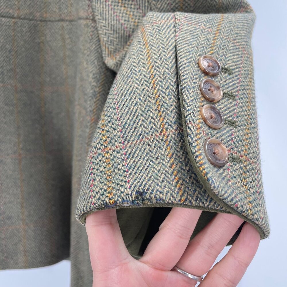 Vintage Orvis Wool Blazer Womens Plus Size 20 Herringbone Suede Green Academia - Picture 7 of 10